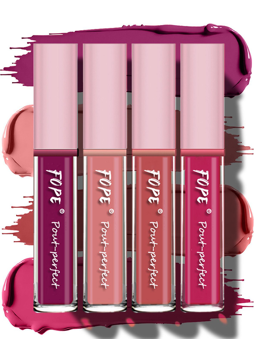 FOPE Pout Perfect Set Of 4 Long Lasting Matte Liquid Lipstick - 4ml Each-01-02-05-10