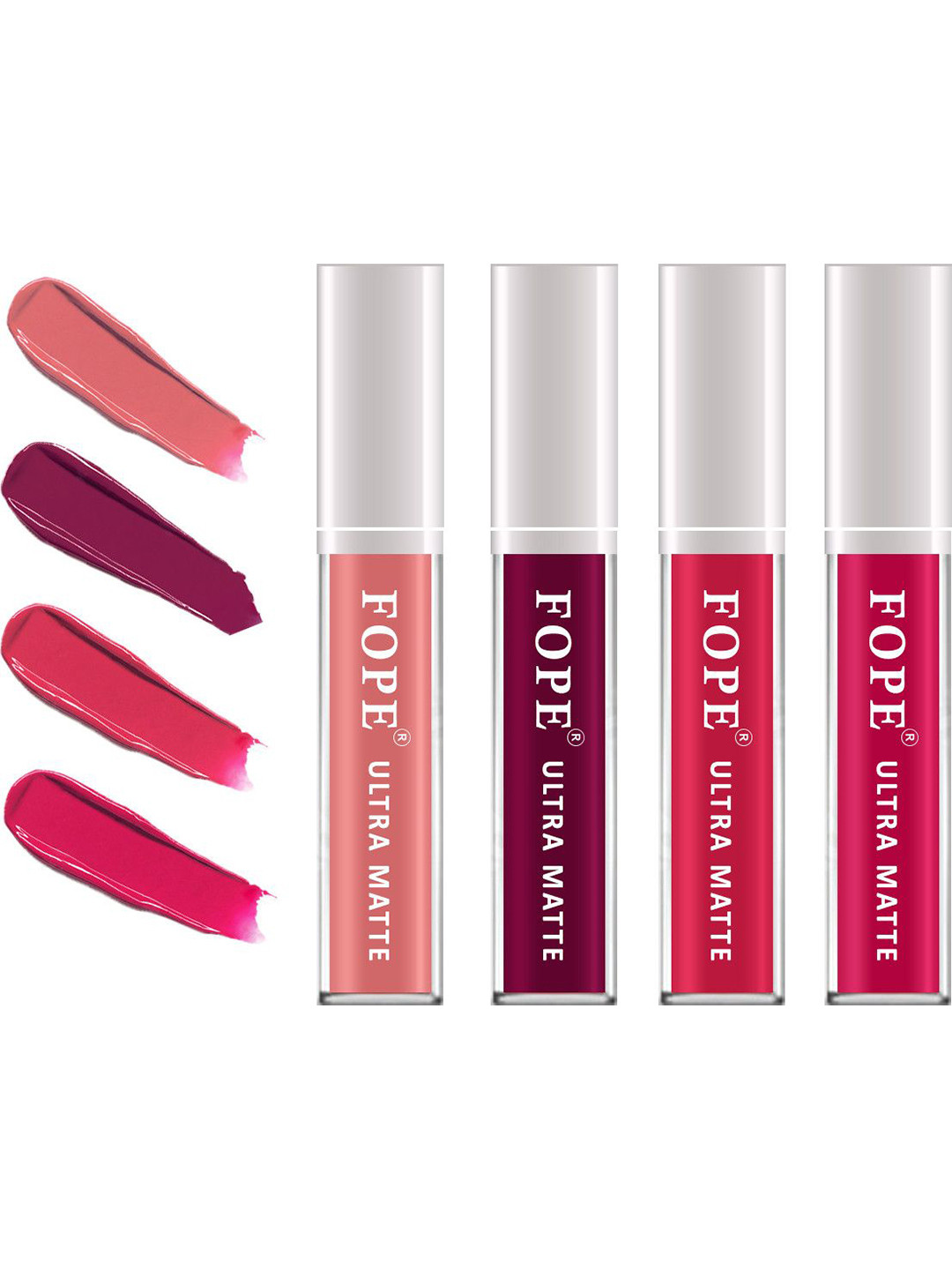 FOPE Set Of 4 Ultra Matte Lipstick -4 ml Each-Pastle Red 07-Maroon 08-Red 09-Brunt Pink 10