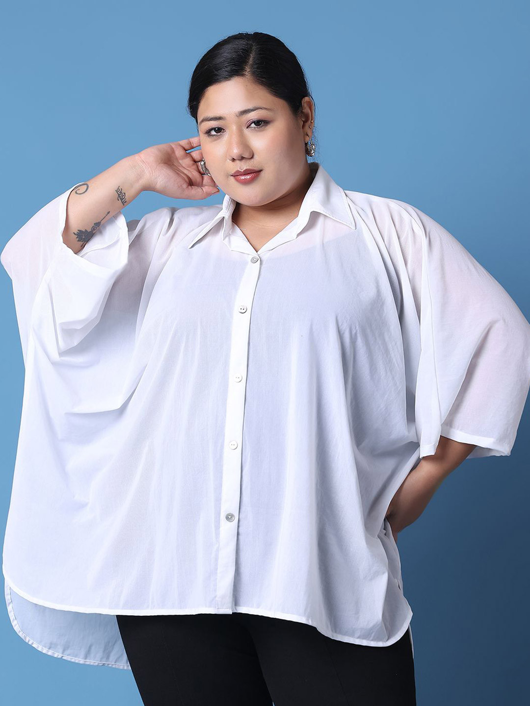 theRebelinme Kimono Sleeve Crepe Kaftan Plus Size Top