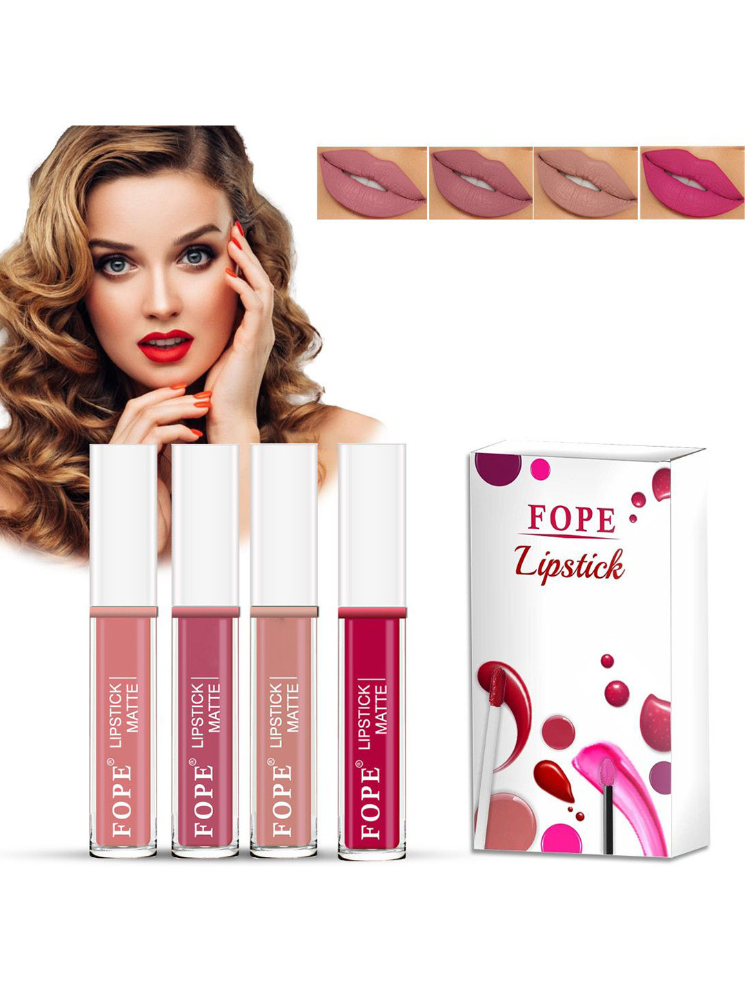 FOPE Constantly Set Of 4 Long Lasting Matte Waterproof Liquid Lipstick - 4 ml Each