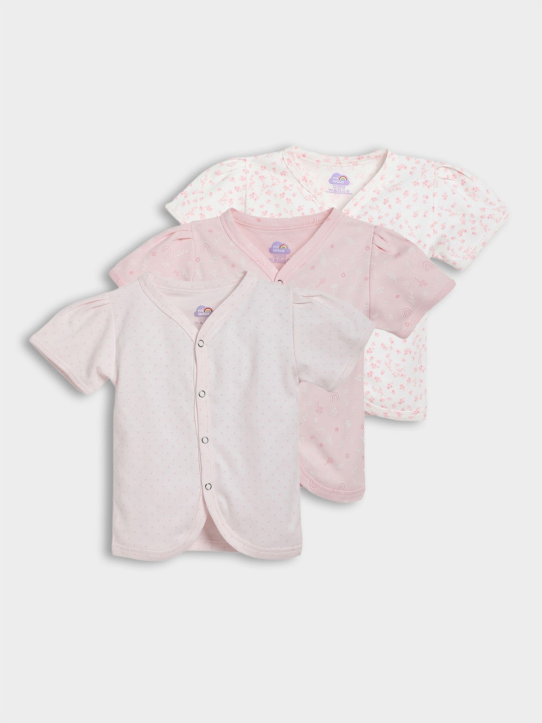 MiArcus Girls Pack of 3 100% Cotton Half Sleeves Printed T-Shirts