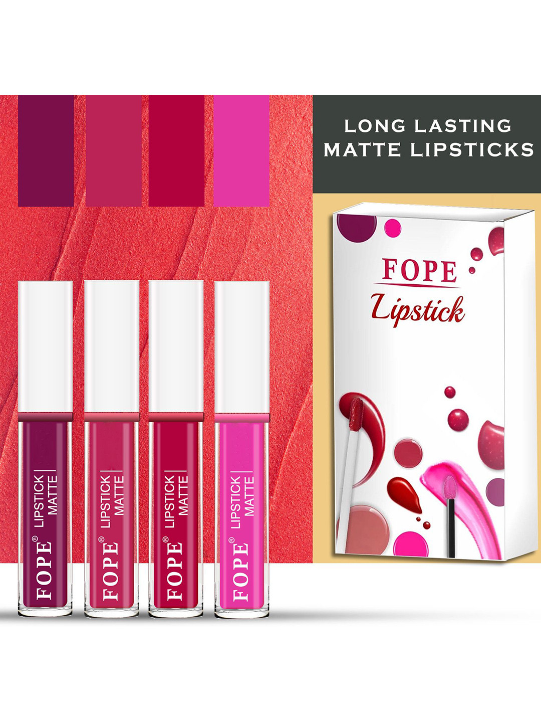 FOPE Revolutionary Set Of 4 Long Lasting Waterproof Matte Liquid Lipstick - 4ml Each