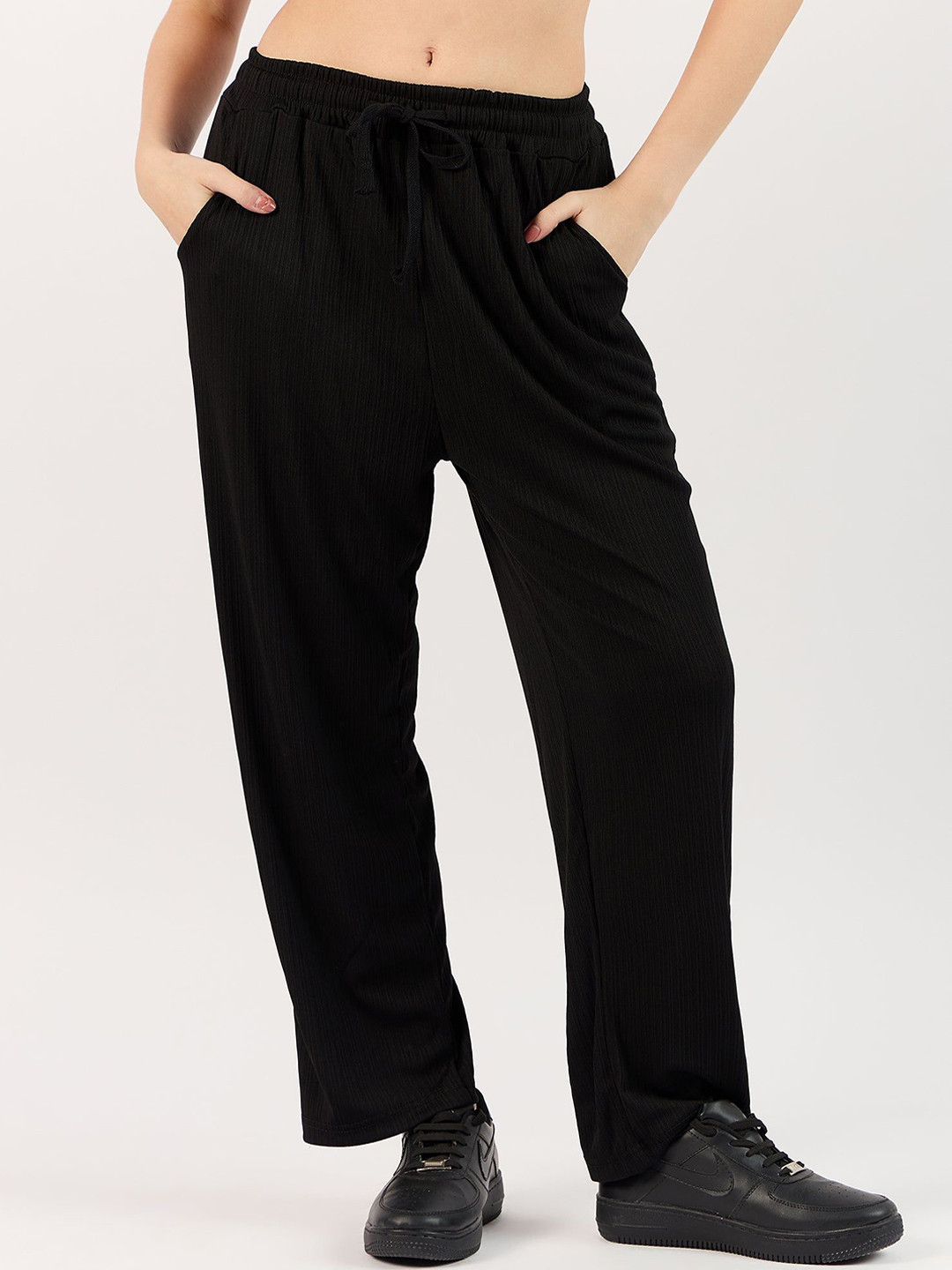 Outzidr Black Wide Leg Trousers