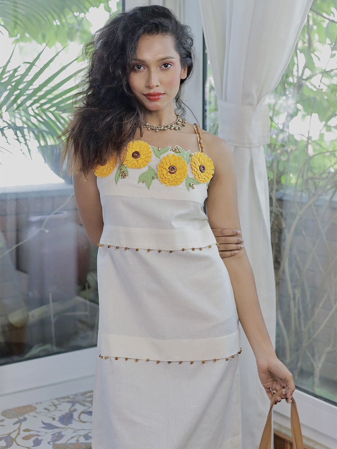 Boho Panache Women solid Printed Shoulder Straps A-Line Dress