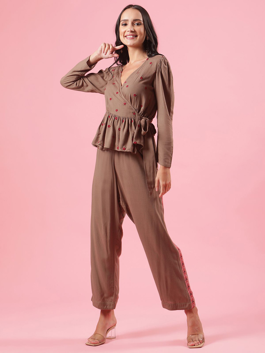Shades of Sabi Embroidered Top With Trouser Co-Ords