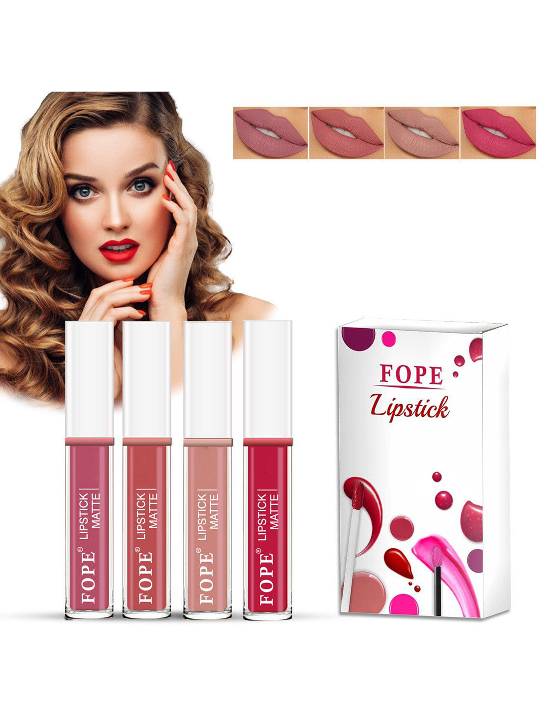 FOPE Bold Talk Set Of 4 Forever Stay Long lasting Matte Liquid Lipstick- 4 ml Each