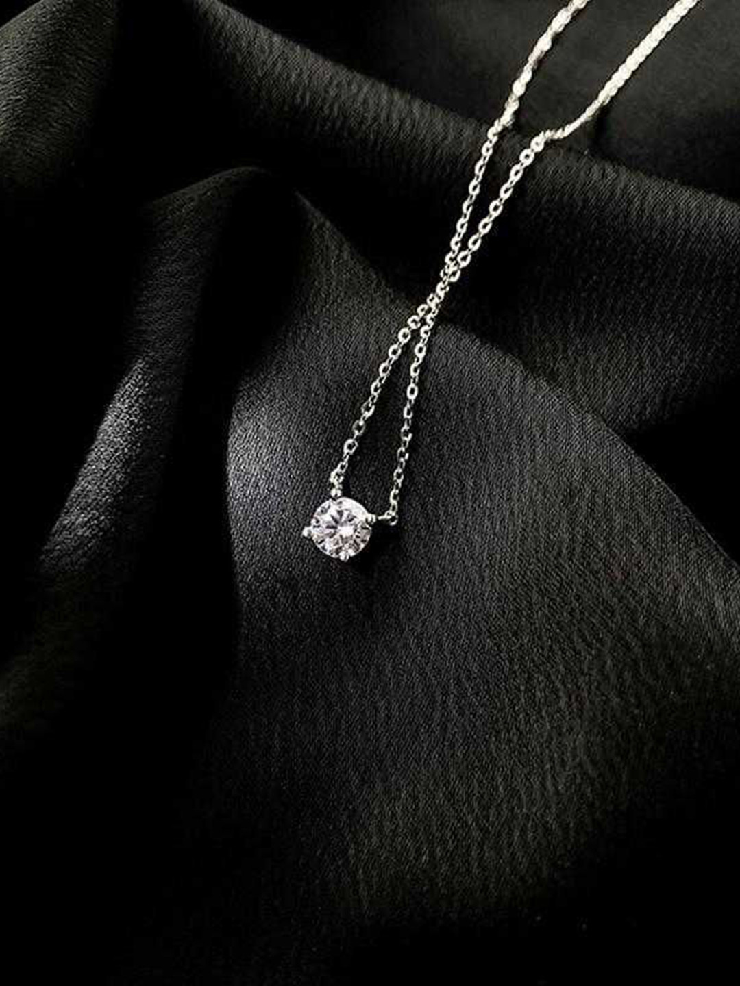 Bling Queen Filigree Silver-Plated CZ Studded Floral Motif Chain