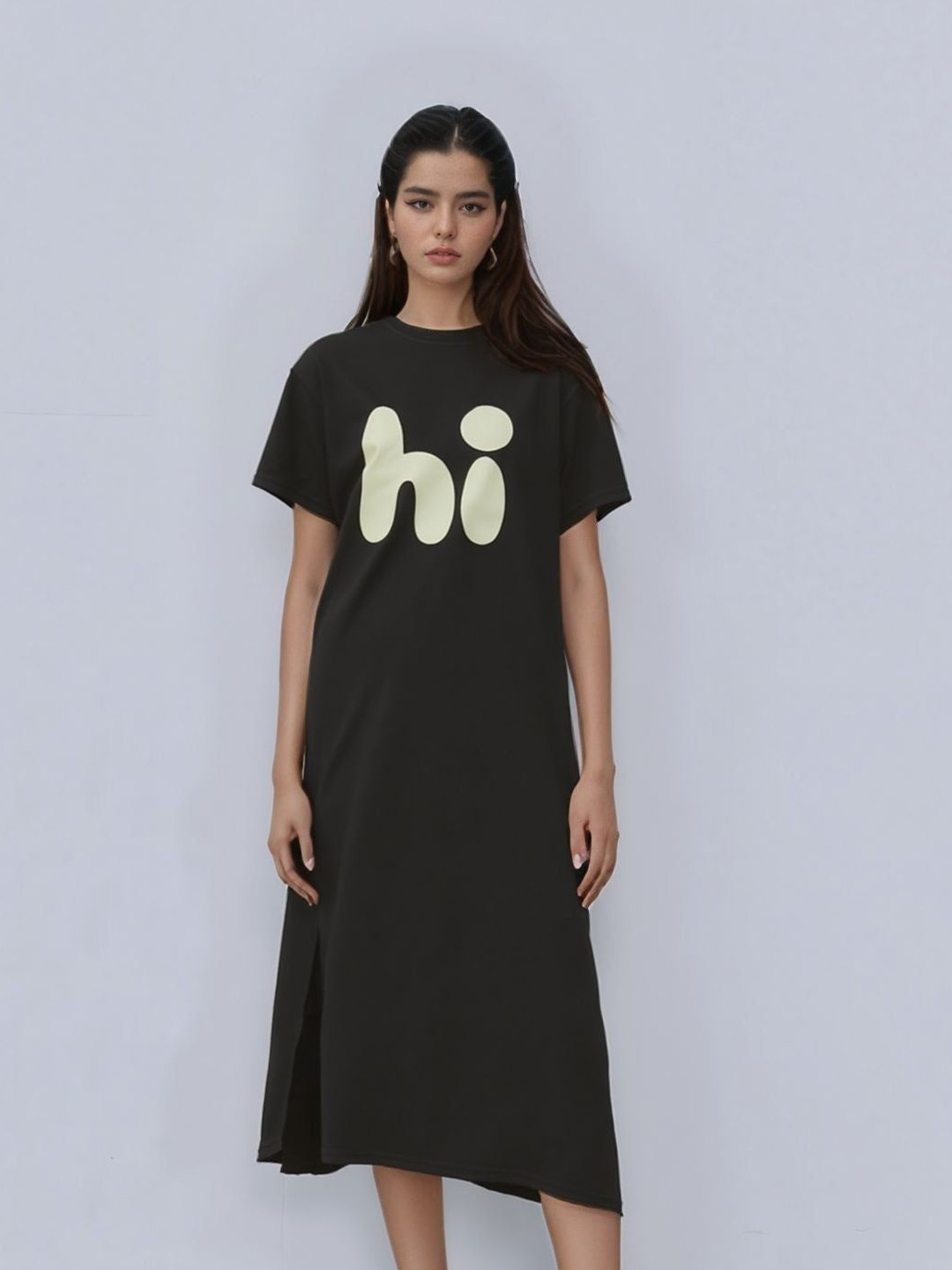 Outzidr Long Line Black Dress