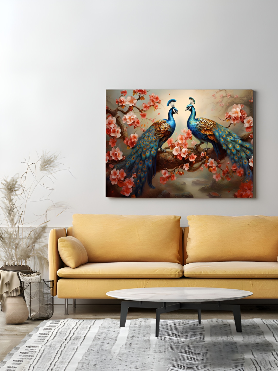 Eurotex Brown & Blue Canvas Birds and Animals Wall Paintings