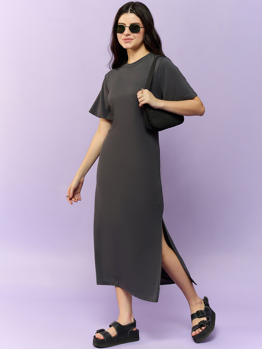 Outzidr Women Short Sleeves Tee Dress