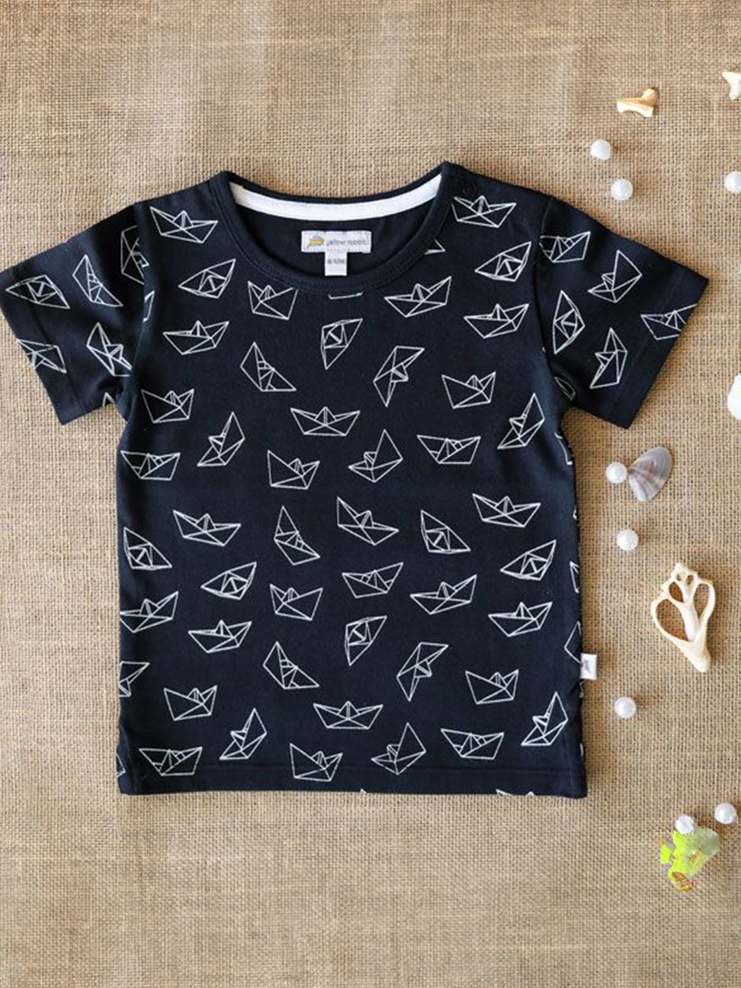 Yellow Rabbit Boys Conversational Printed Cotton T-shirt