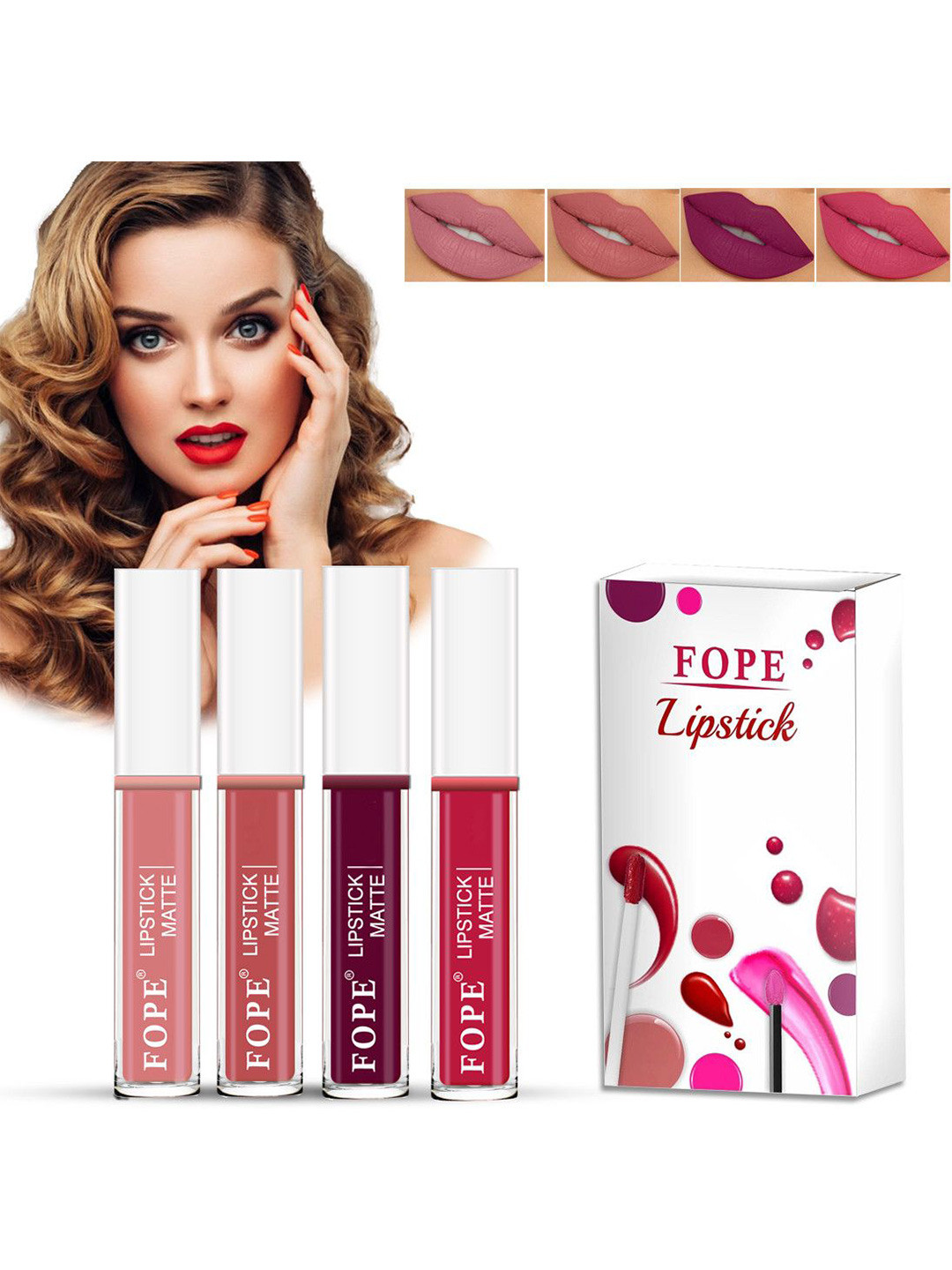 FOPE Set Of 4 Ultra Matte Liquid Lipstick- 4 ml Each- Shade- 02- 05- 08- 07