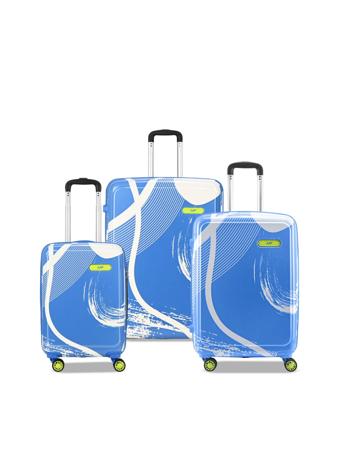 Skybags Set Of 3 Printed Hard-Sided Large Medium & Cabin Trolley Bag