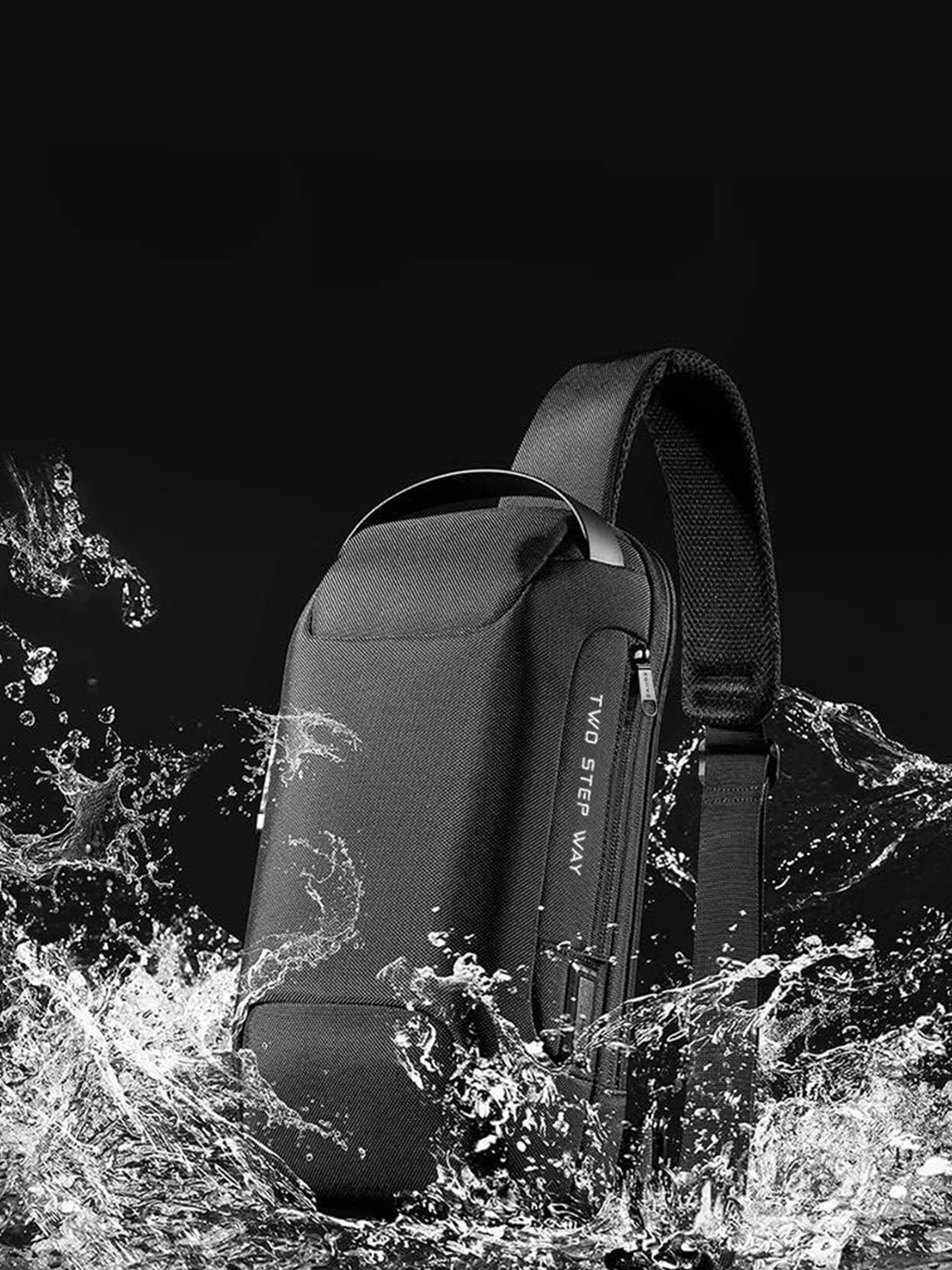 Red Lemon Black Multifunctional Waterproof Anti-Thief Crossbody Bag with USB Charging