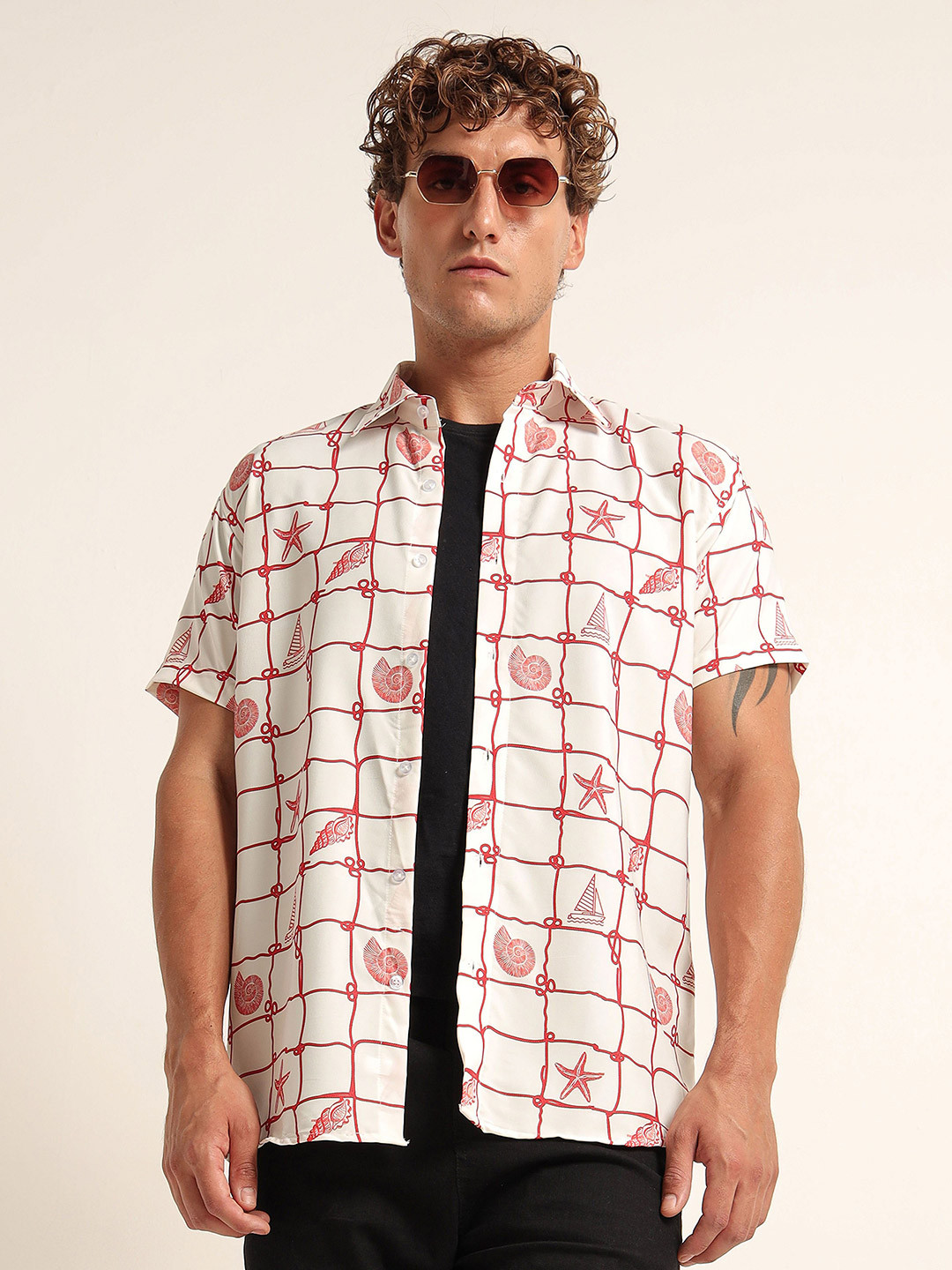THE BEETEL HOUSE Men Windowpane Checks Printed Casual Shirt