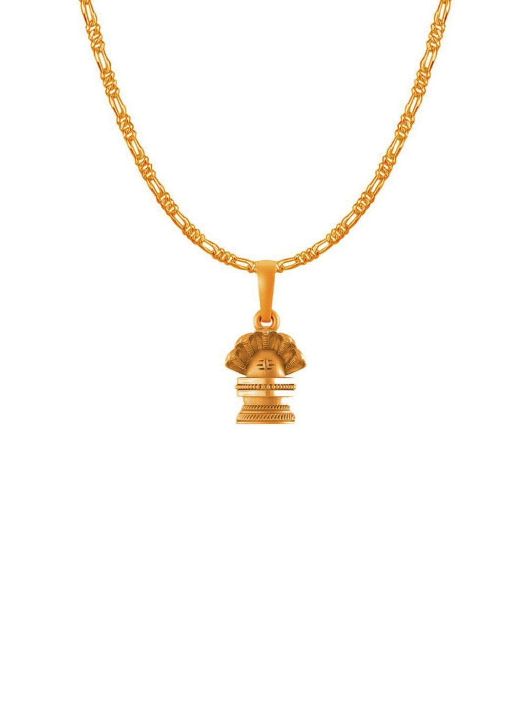 Metronaut Men 92.5 Silver 22KT Gold-Plated Shiva Linga Pendant with Figaro Chain