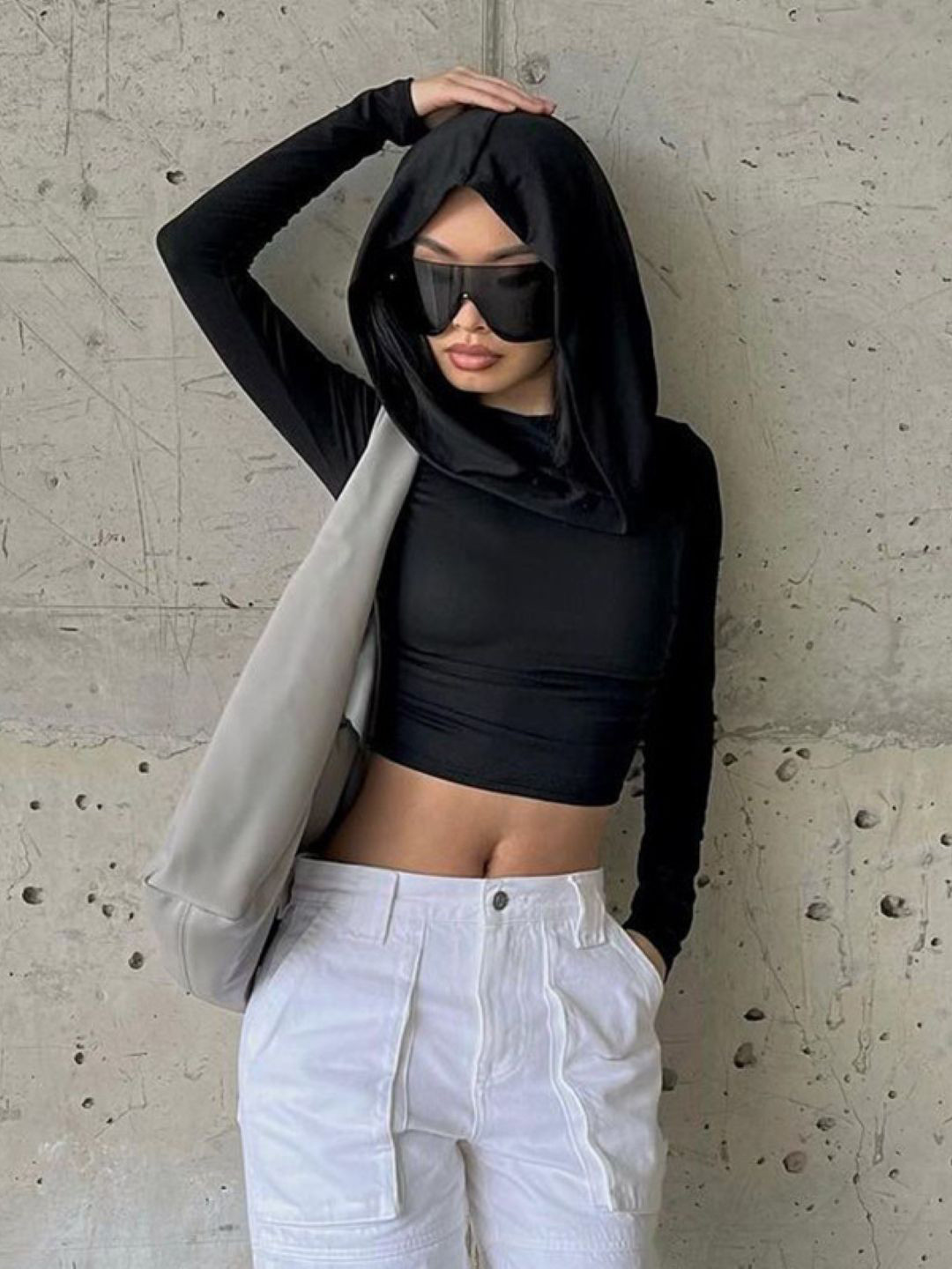 StyleCast Hooded Full Sleeves Crop Top