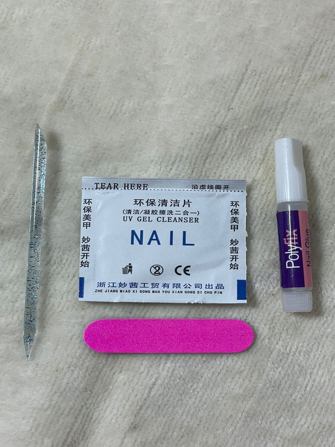 AMOK STORE Set Of 12 Artificial Nails With Glue, Wooden Stick & Nail Filer