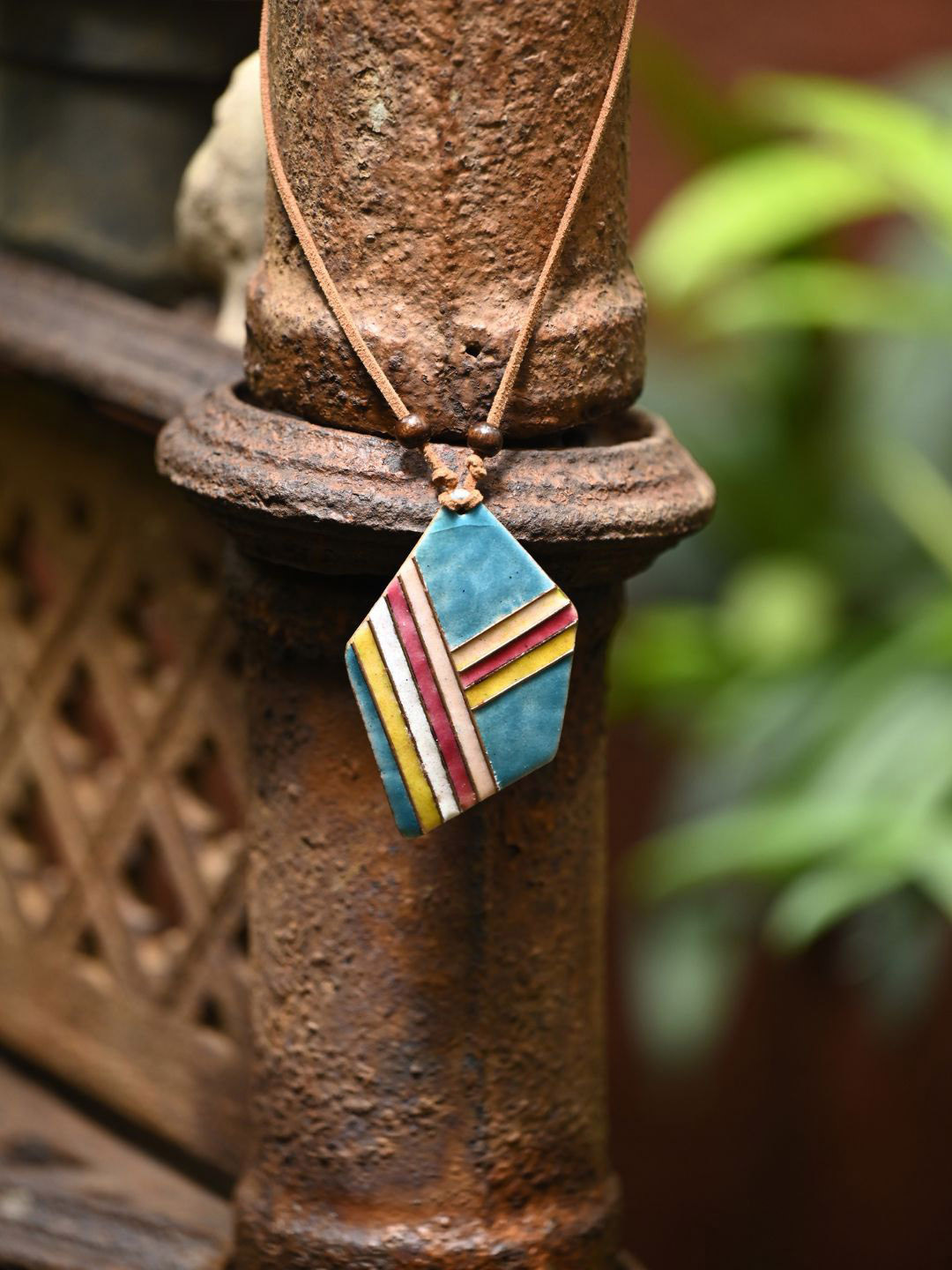 Ekibeki Copper Enamel Geometrical Necklace