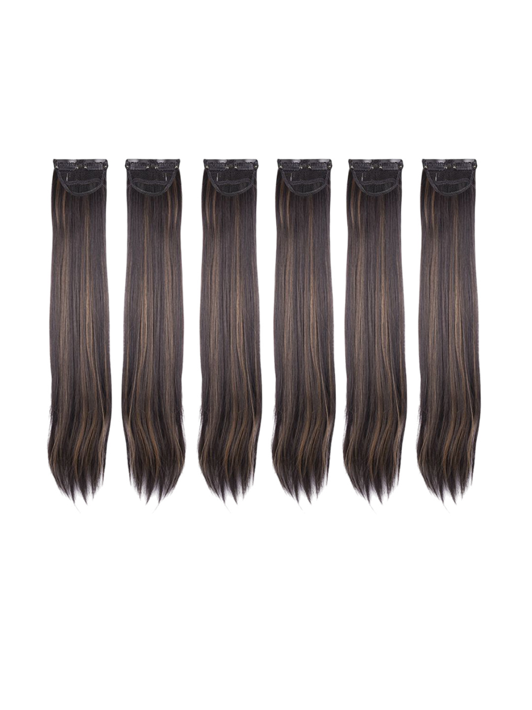 Stasia Street Set Of 6 Clip-In Straight Scalp Topper Hair Extension - Dark Brown - 24 Inch