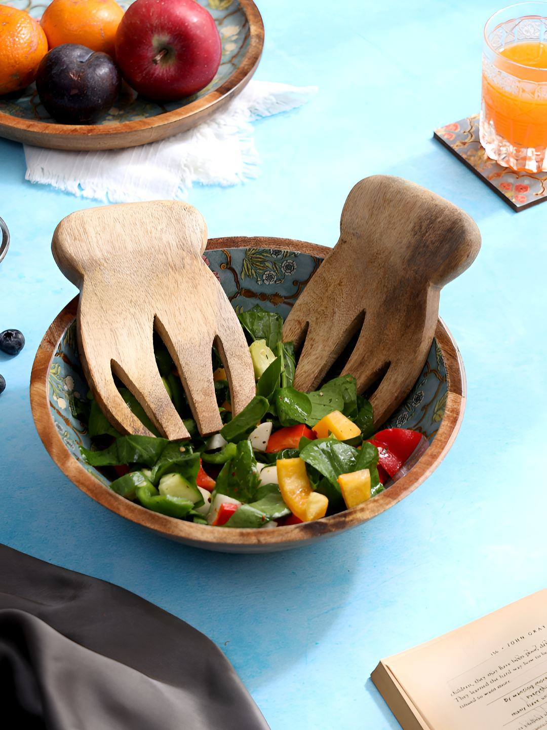 Set of 2 Wooden Servers for tossing Salad