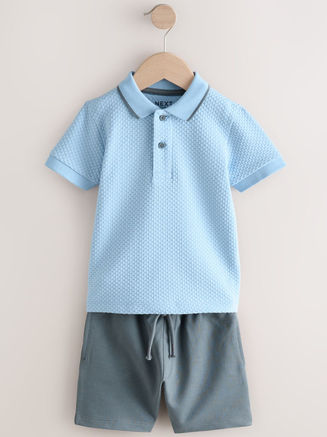 NEXT Boys Textured T-Shirt & Shorts Co-Ords