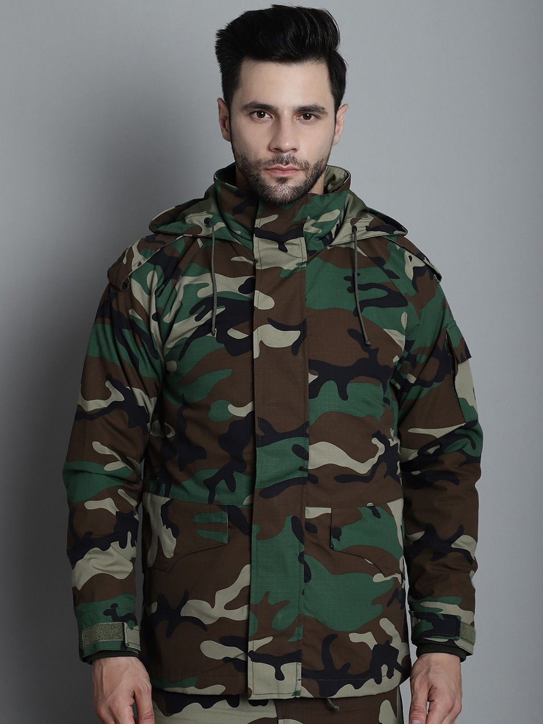 MOUNTMILLER Men's Camouflage Printed Ripstop Multicam Arctic Tactical Hooded Jacket