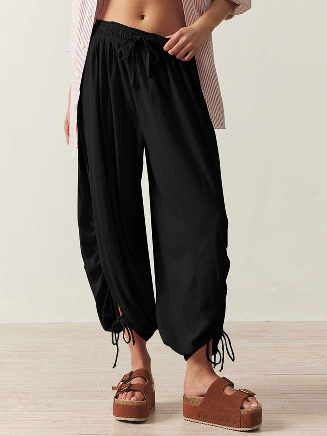 Outzidr Women Classic Low-Rise Drop Crotch Trousers