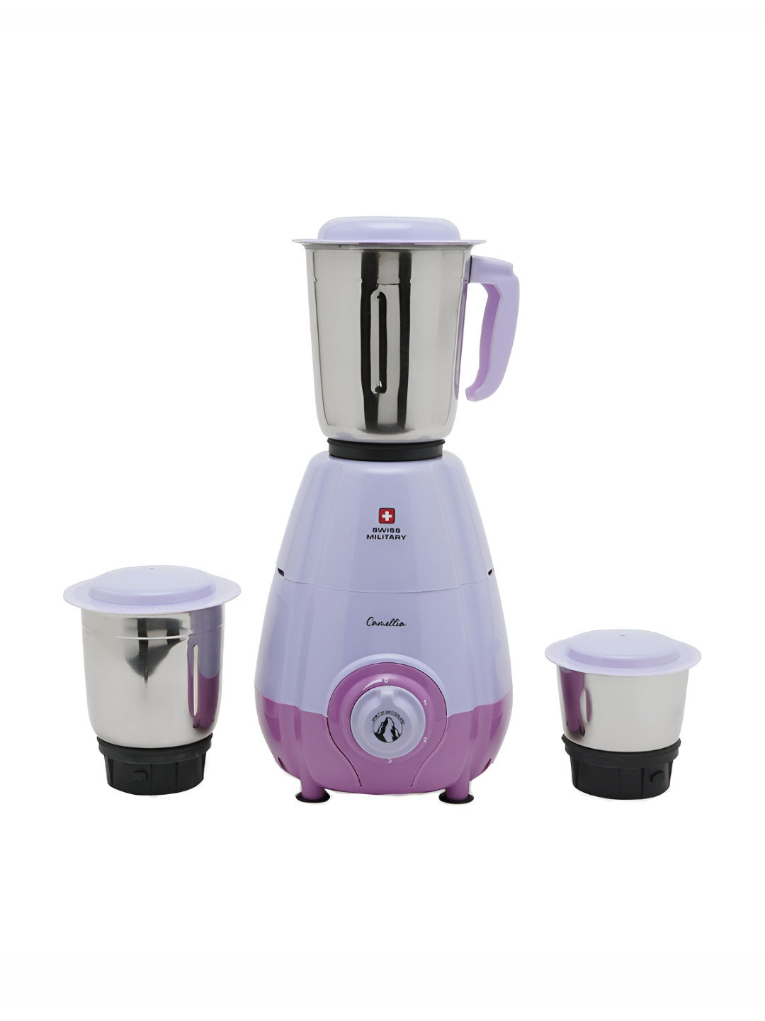 Swiss Military Purple Stainless Steel Copper Motor 3 Jars Wet and Dry Grinder with Juicer-550W
