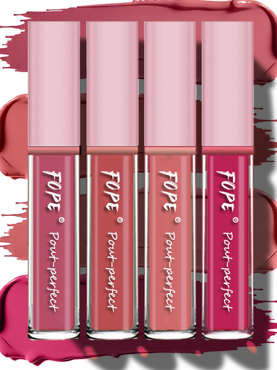 FOPE Set Of 4 Pout Perfect Smudge-Free Liquid Lipstick - 4 ml Each - 03 05 07 09