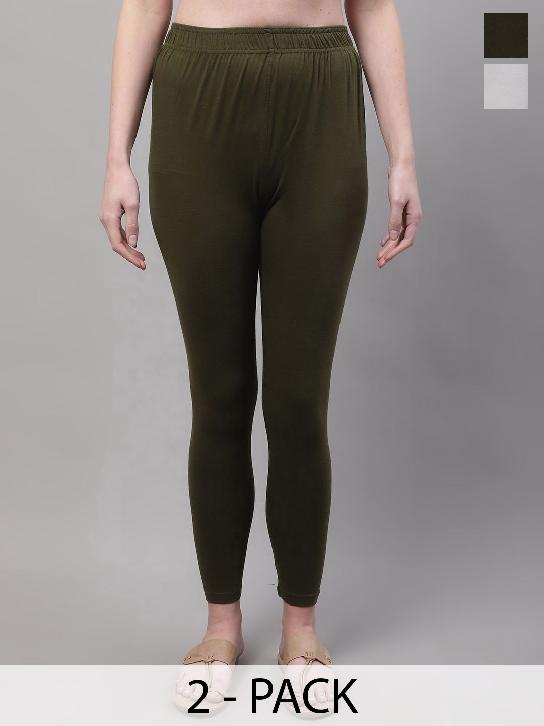 Valles365 by S.C. Pack Of 2 Cotton Mid-Rise Ankle-Length Leggings