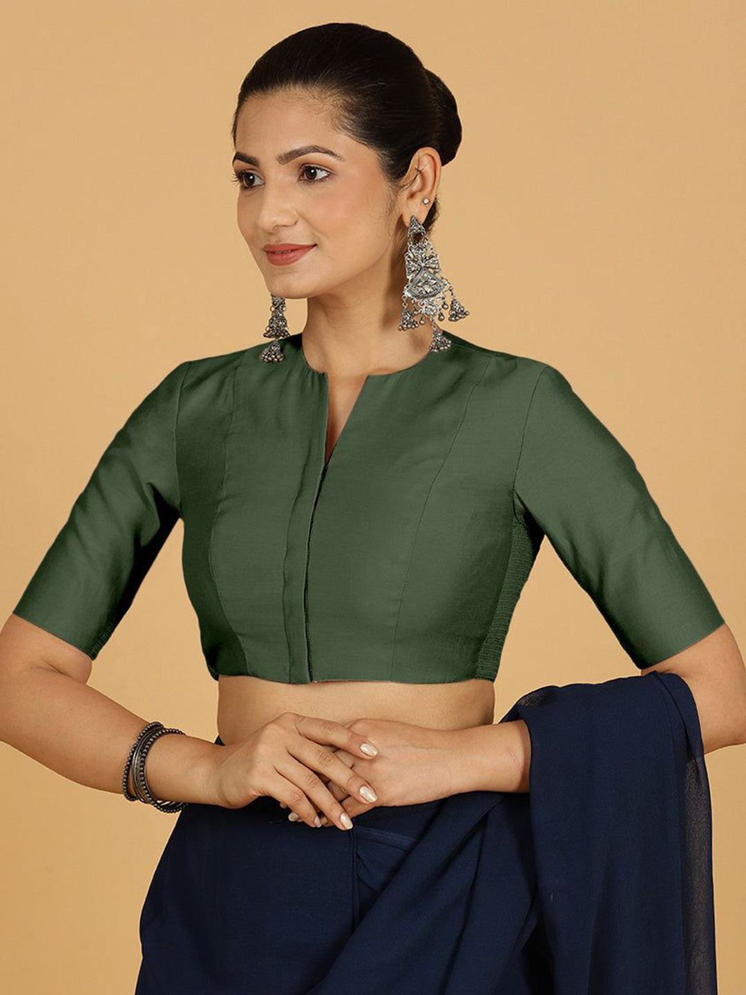 Binks Simar x Rozaana Elbow Sleeves Saree Blouse