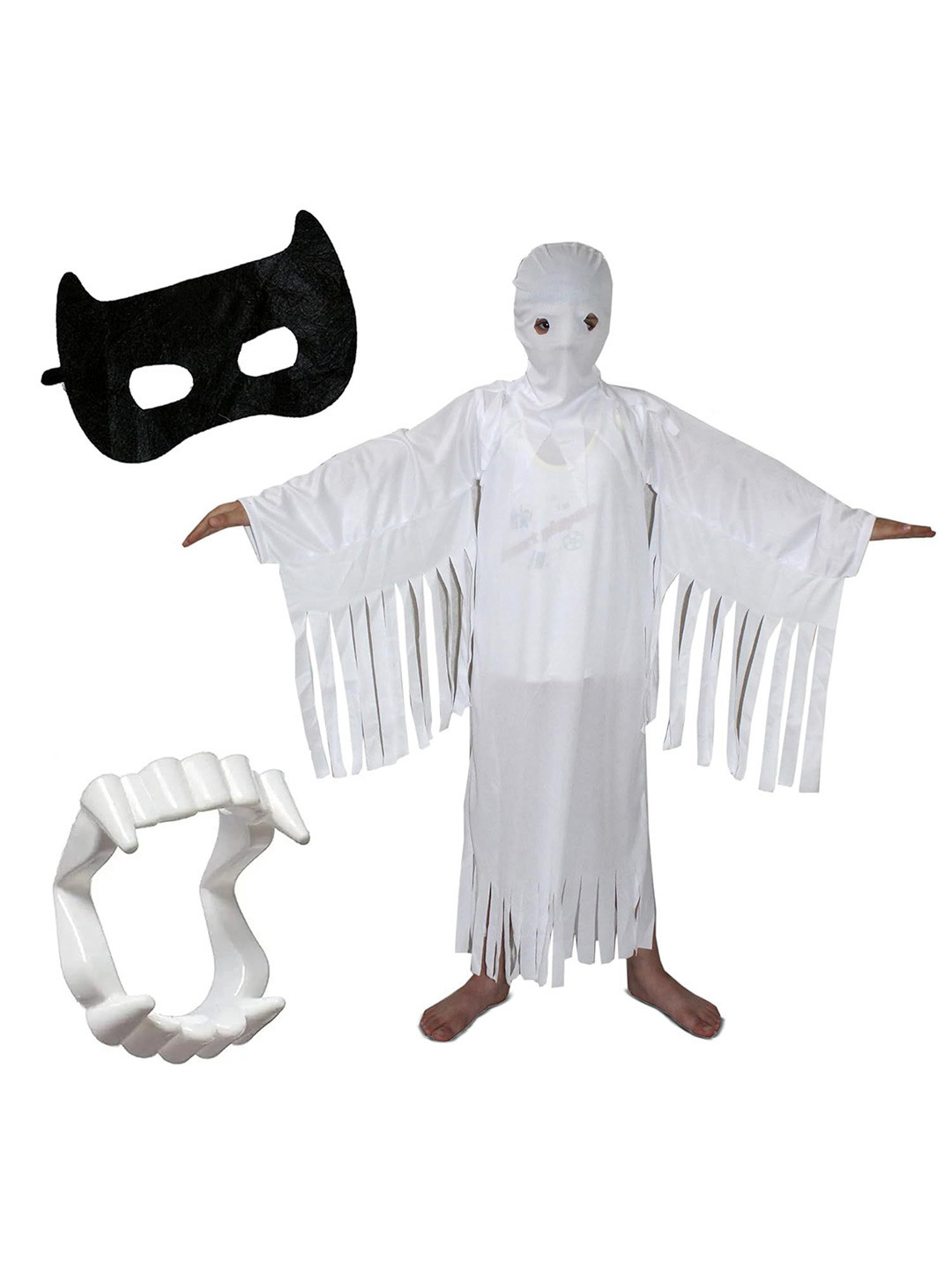 Kaku Fancy dresses Kids Ghost Costume With Vampire Teeth, Face Mask Halloween Costume