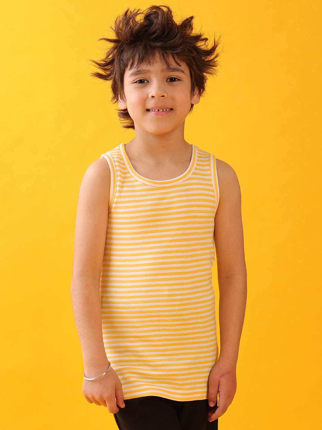 Anthrilo Boys Pack Of 3 Yellow White Stripe Vest AN51834N