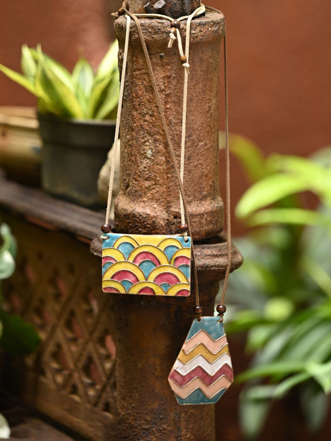 Ekibeki Copper Enamel Pendant Necklace