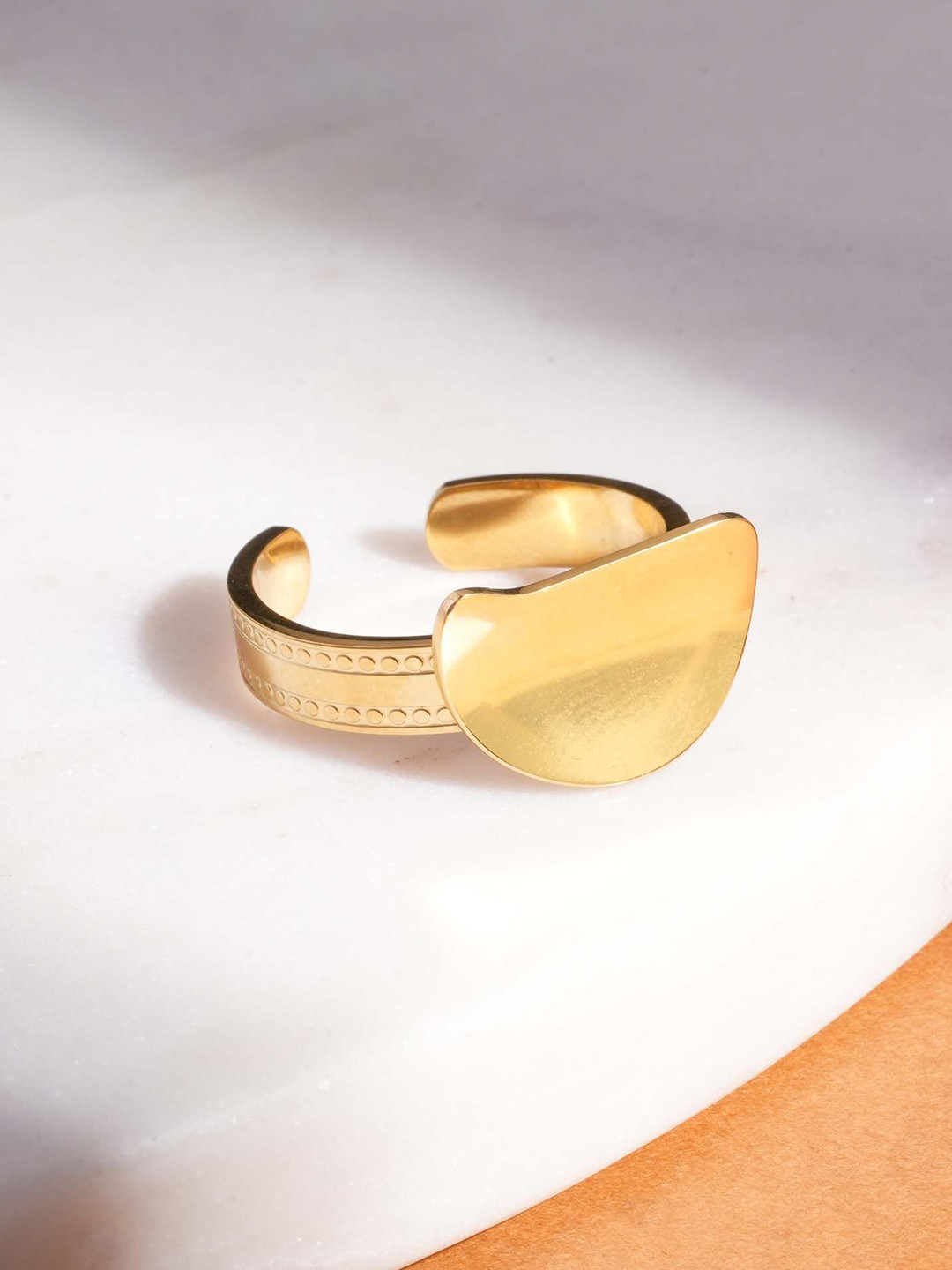 PALMONAS Chunky Plated Ring For Womens (Size- Adjustable) - Waterproof & Anti-Tarnish