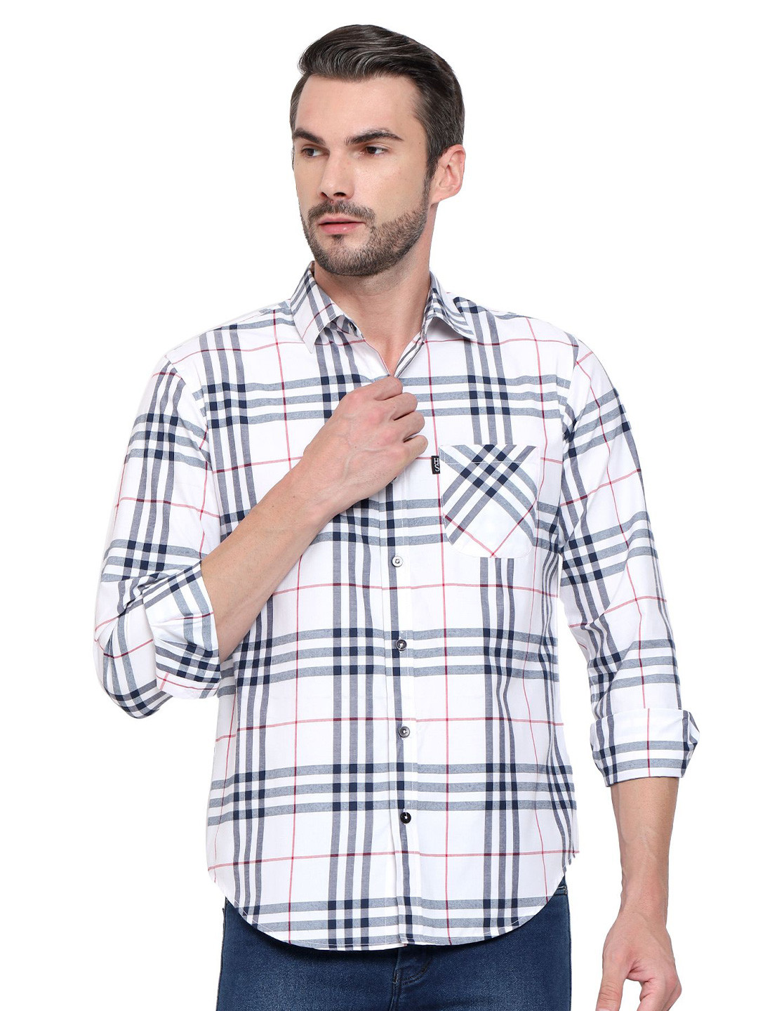 Men Buffalo Checks Checked Chest Pocket Cotton Shirt