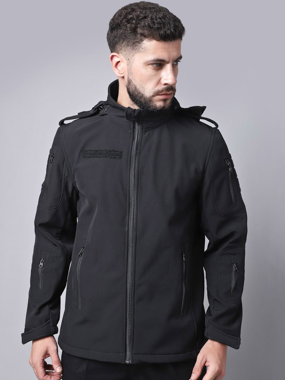 MOUNTMILLER Men's Solid Super Digital Soft Shell Ripstop Tactical Hooded Jacket