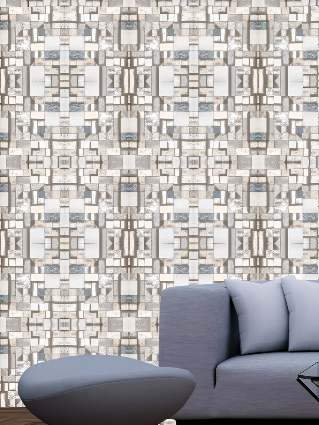Sky Walls White & Grey Printed Waterproof Wallpaper