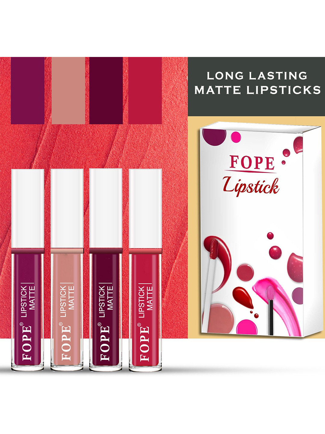 FOPE Set Of 4 Ultra Matte Liquid Lipstick - 4 ml Each - Shade 1 - 6 - 8 - 9