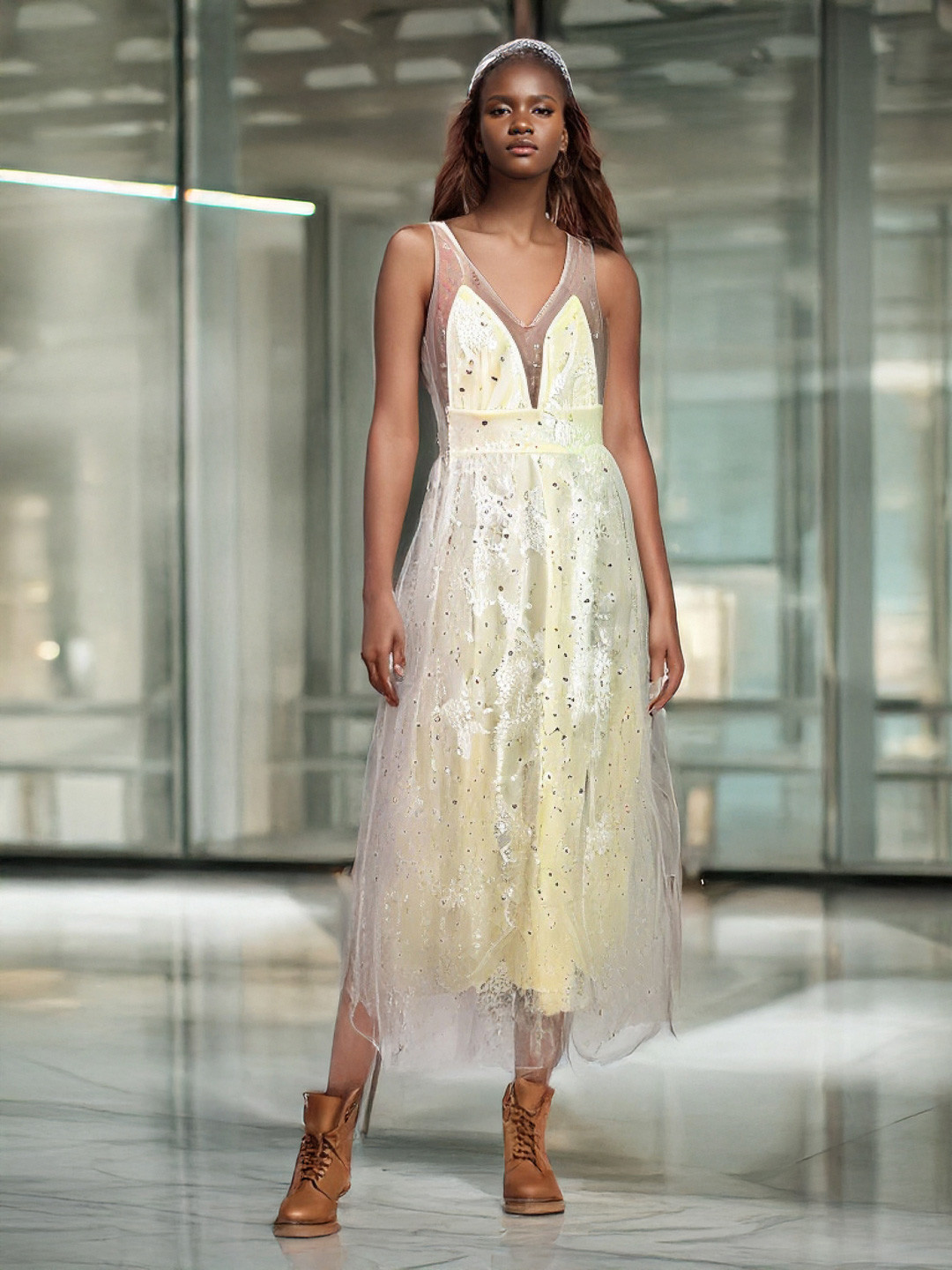 Cream Solid Sleeveless Maxi Dress with Shoulder Straps