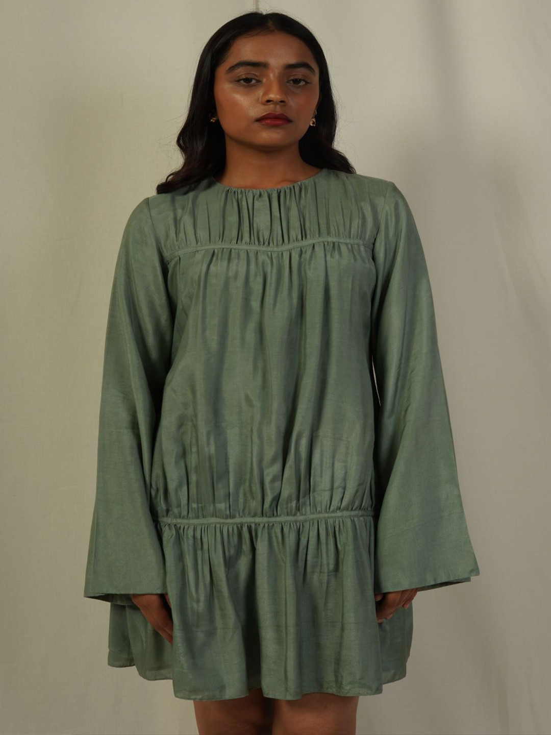 Hemis Flared Sleeve Drop-Waist Dress