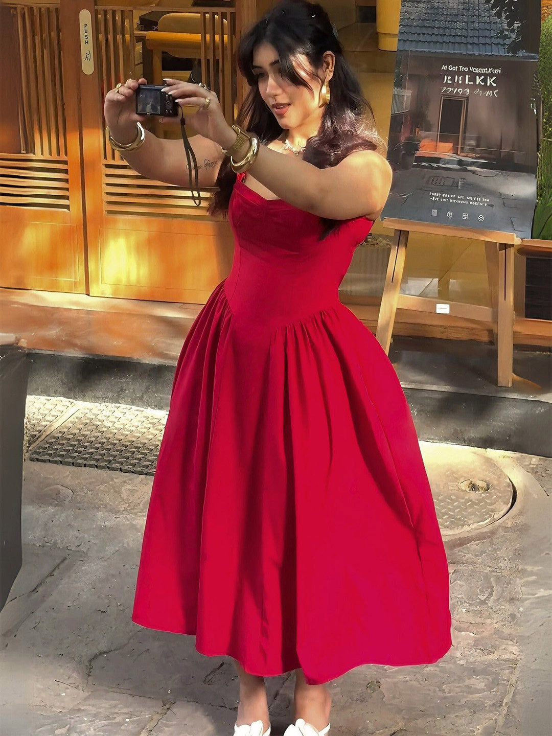 Outzidr Women Bustier Cami Dress With Pockets