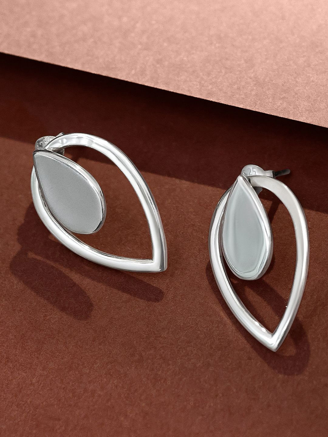 Tweov Jewels 925 Sterling Silver Rhodium-Plated Raindrop Shape Stud Earrings