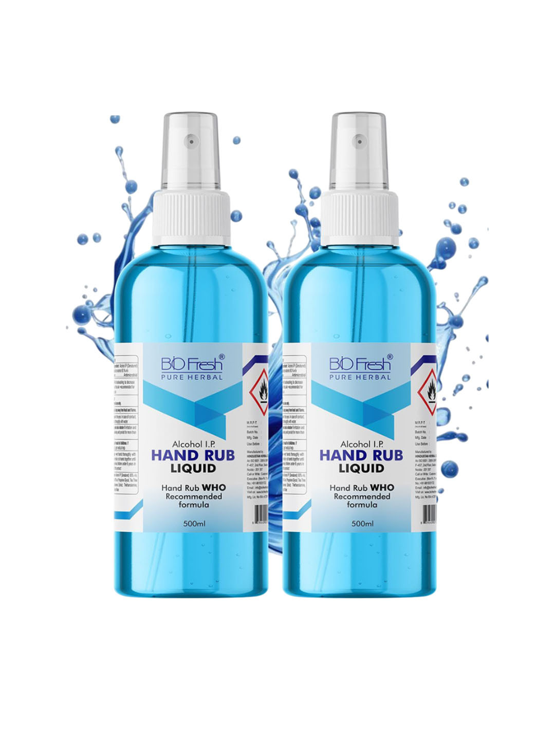 BIOFRESH Set Of 2 Aloe Vera Extract With 70% Alcohol Based Hand Sanitizer 500 ml