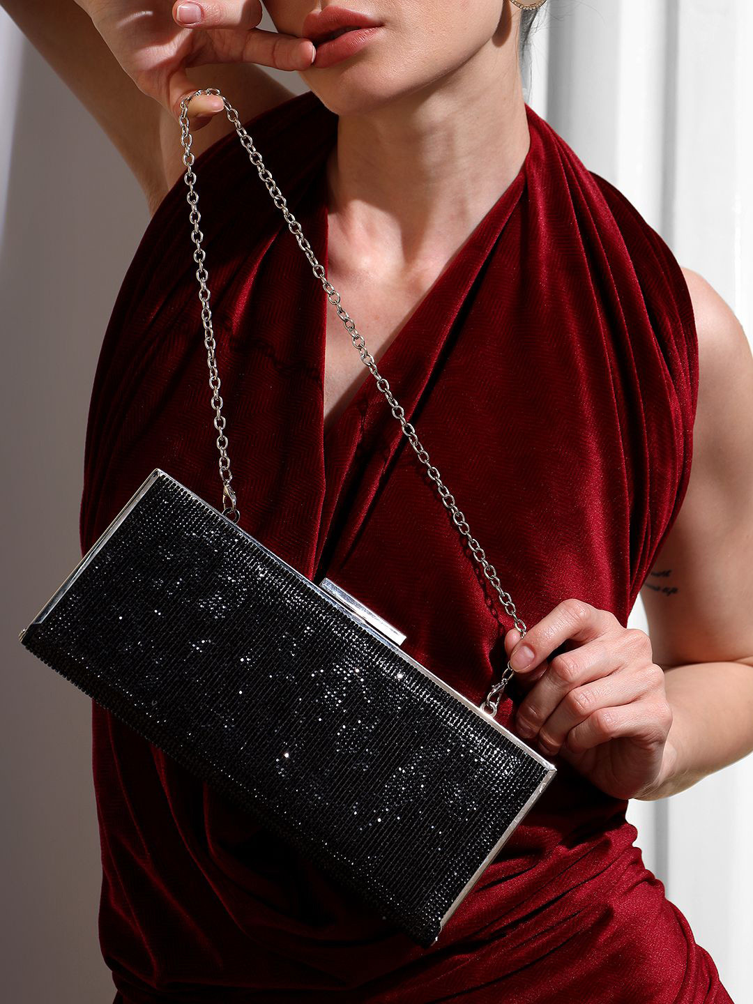 Justin Whyte Porsha Embellished Box Clutch