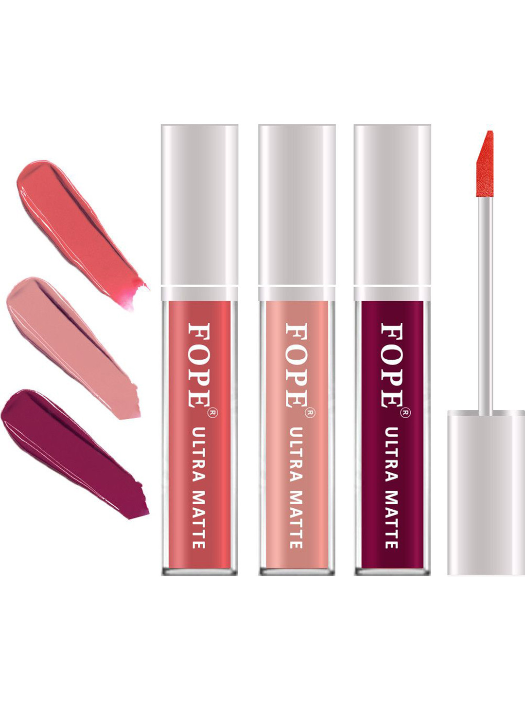 FOPE Set Of 3 Long Lasting Waterproof Matte Liquid Lipstick - 4 ml Each - 5 - 6 - 8