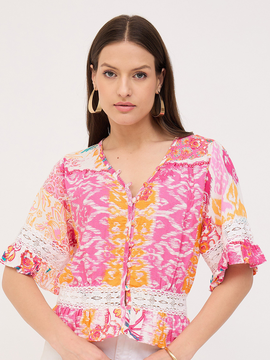 DressBerry Ikat Print Shirt Style Top