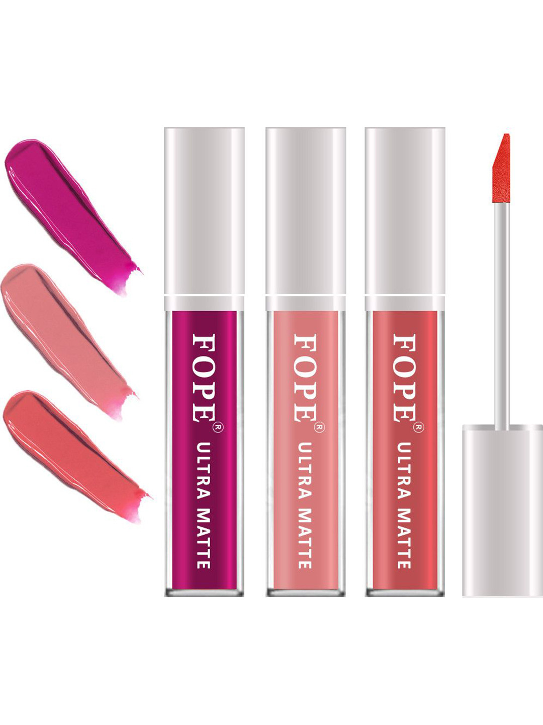 FOPE Set Of 3 Long Lasting Waterproof Matte Liquid Lipstick - 4 ml Each - 01 - 02 - 05