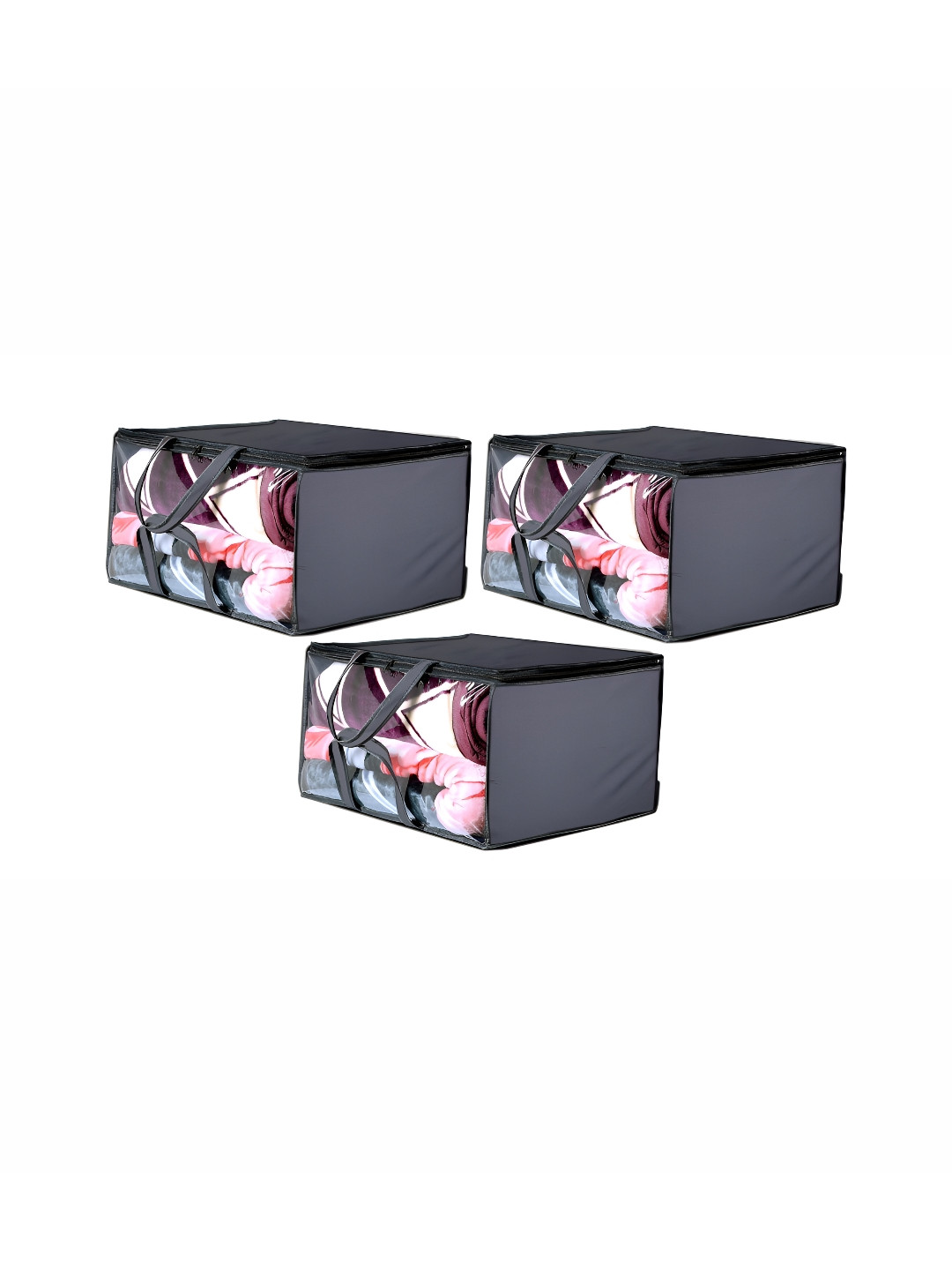 Stylista  Set of 3 Black & White Waterproof Zippered Storage Bag Organizer